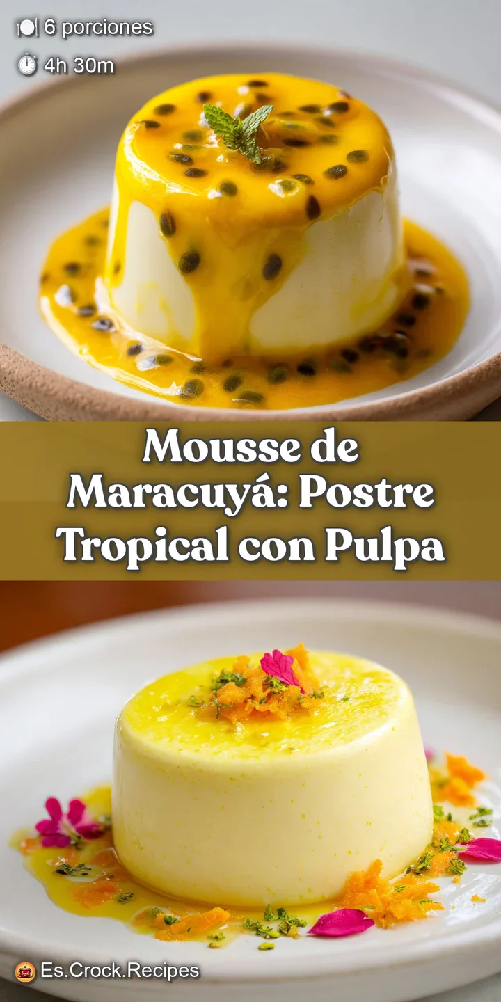 Close-up view of passion fruit mousse showcasing its airy texture and tiny bubbles, highlighting its bright yellow hue and...