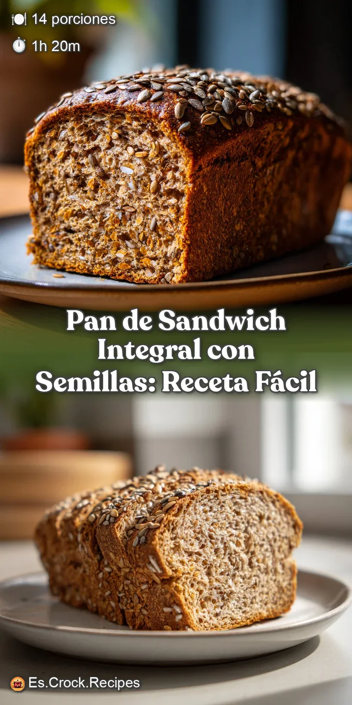 Close-up of wholesome whole wheat bread studded with seeds, showcasing its slightly uneven texture and appealing golden hu...