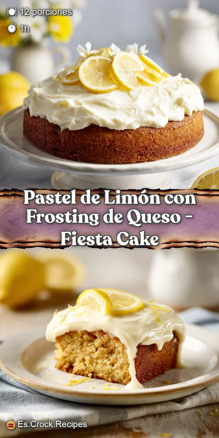 Close-up shows the moist, pale yellow crumb and textured surface of the lemon cake with sweet cream cheese frosting.