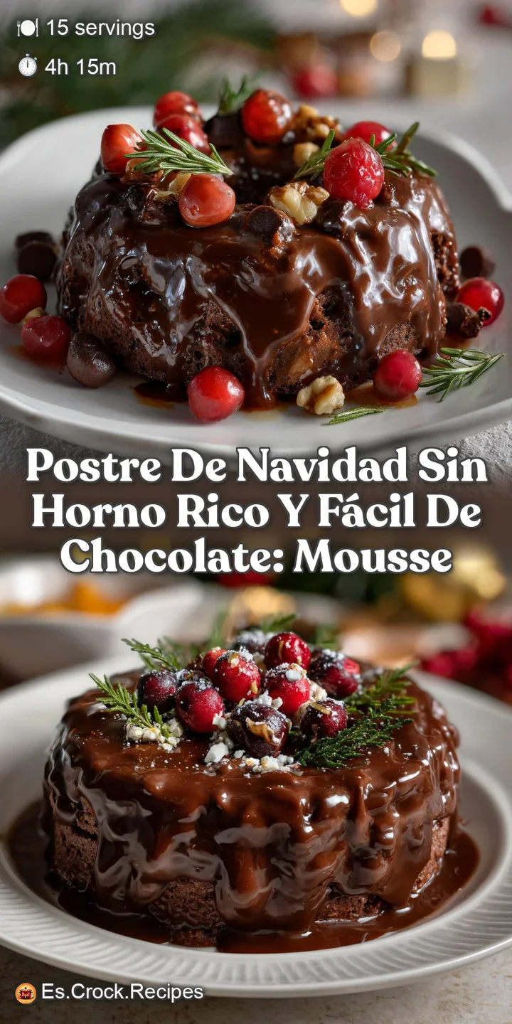 Close-up of a rich, creamy chocolate dessert. Swirls of dark chocolate mousse and a sprinkle of cocoa create a decadent, t...