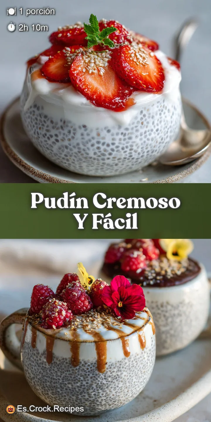 Close-up of chia pudding, showing creamy yogurt speckled with hydrated chia seeds, bursting with juicy berries, and crunch...