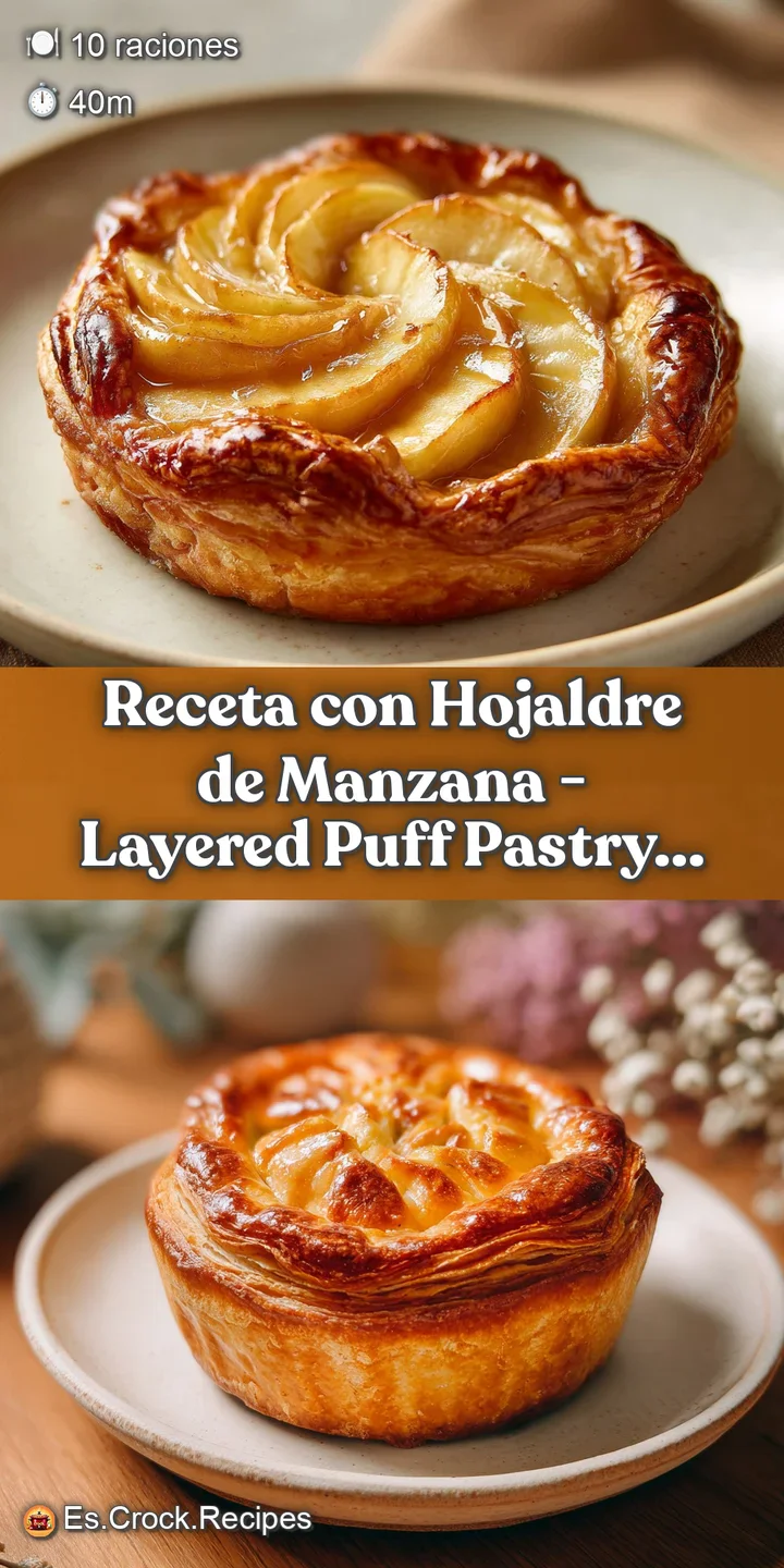 Close-up of a warm, bubbling apple pastry with a crisp, layered crust and soft, spiced filling.