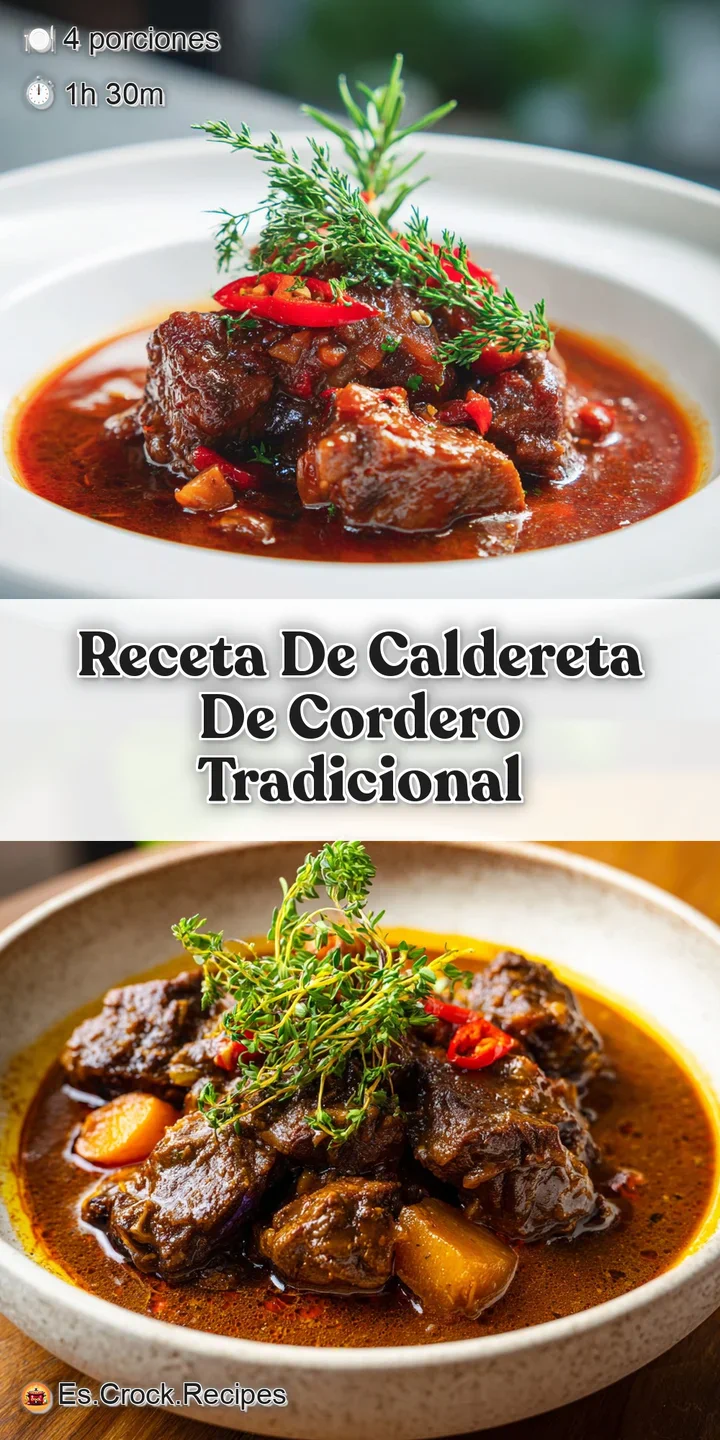 Close-up of savory, slow-cooked lamb caldereta, with visible herbs and tender meat bathed in a deep, vibrant sauce.