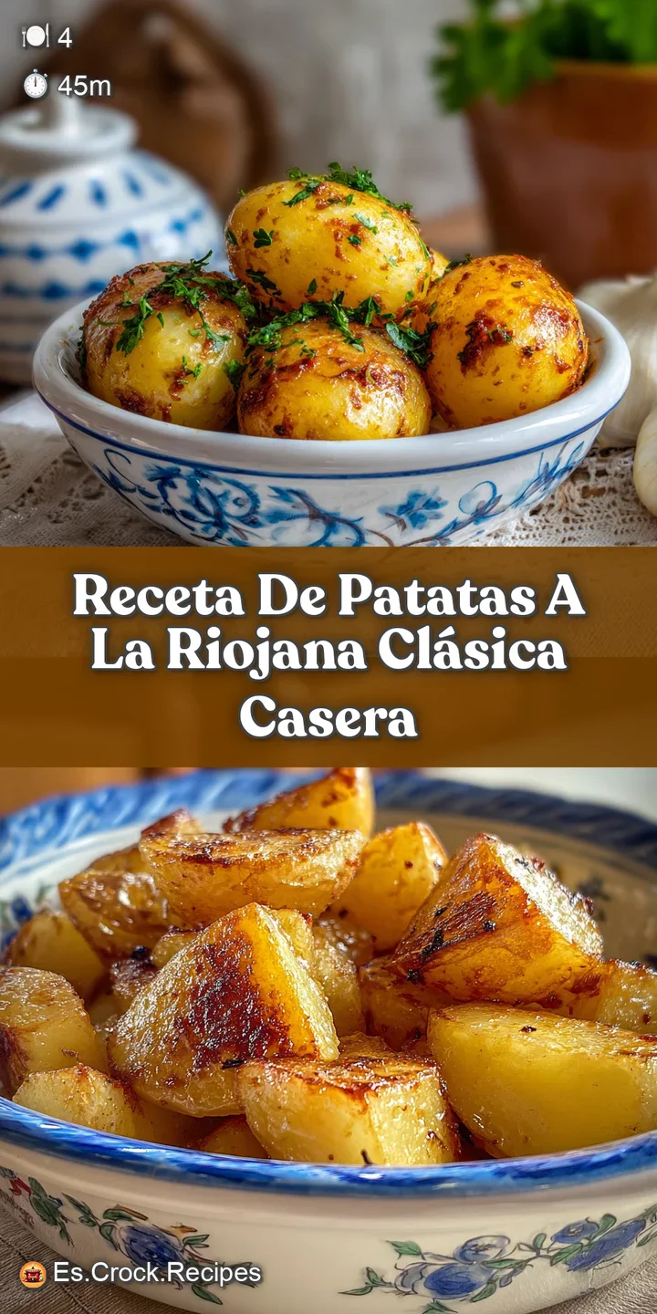 Close-up of Patatas a la Riojana, highlighting tender potatoes and spicy chorizo in a flavorful, deeply colored, and glist...