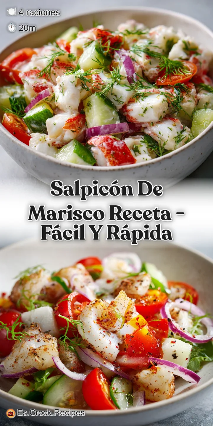 A close-up captures glistening shrimp & crab in a tangy, citrusy salpic&oacute;n. Red onion & bell peppers offer a crisp, colorfu...