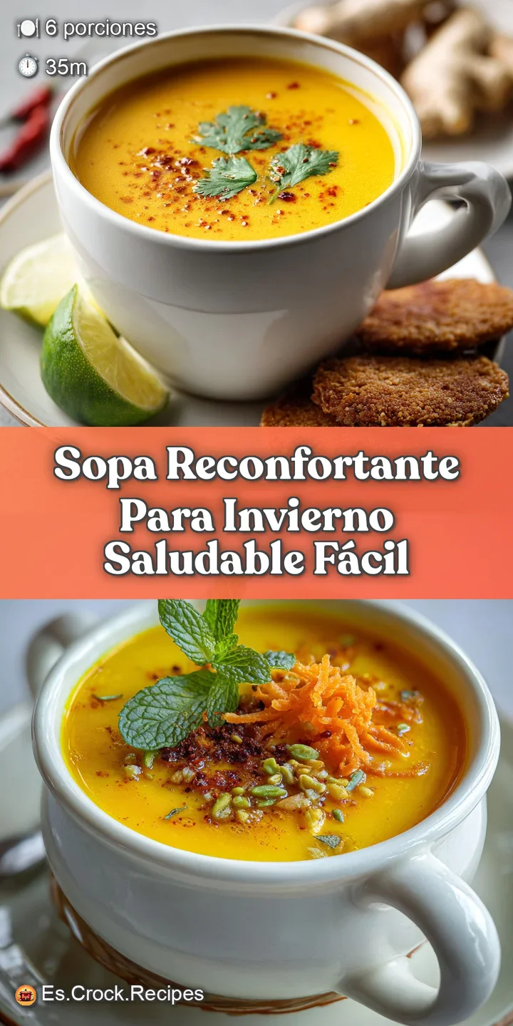 Close-up of a spoonful of bright yellow turmeric soup, revealing flecks of ginger and herbs. Inviting aroma seems to waft ...