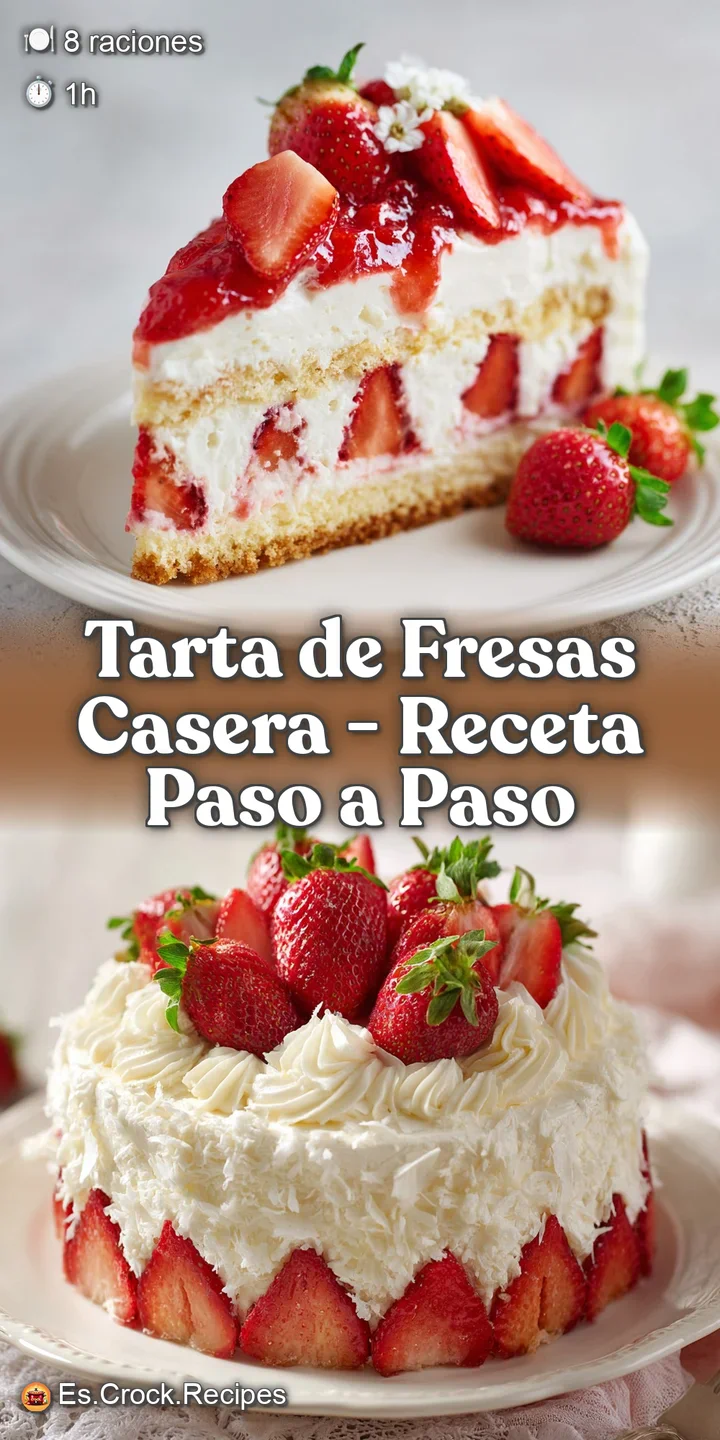 Close-up of plump, juicy strawberries nestled in a creamy filling atop a golden, baked crust.