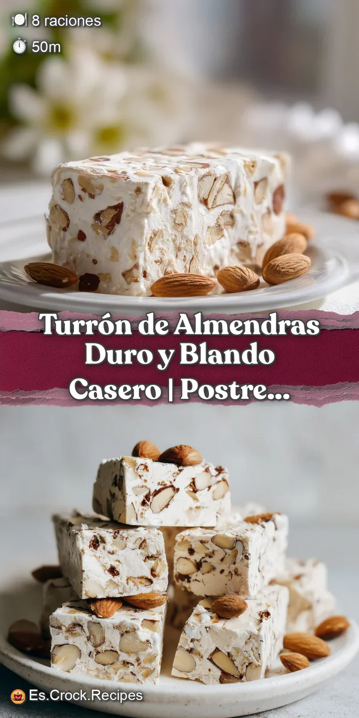 Close-up of almond turr&oacute;n, highlighting the crunchy texture of the nuts embedded in the smooth, sweet base. A classic treat.