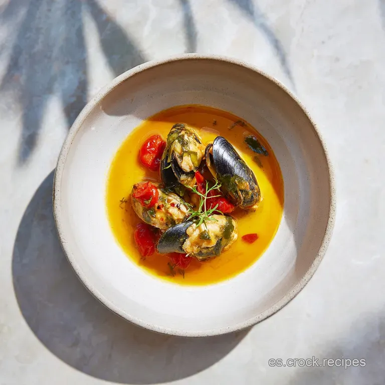 Plated serving of ajoarriero navarro. Flaky cod, potatoes, and peppers glisten with olive oil. Garnished with parsley.