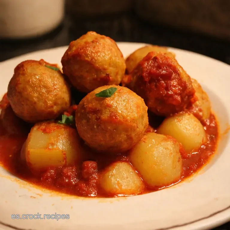 Alb&oacute;ndigas De La Abuela Papas Con Salchicha presentation