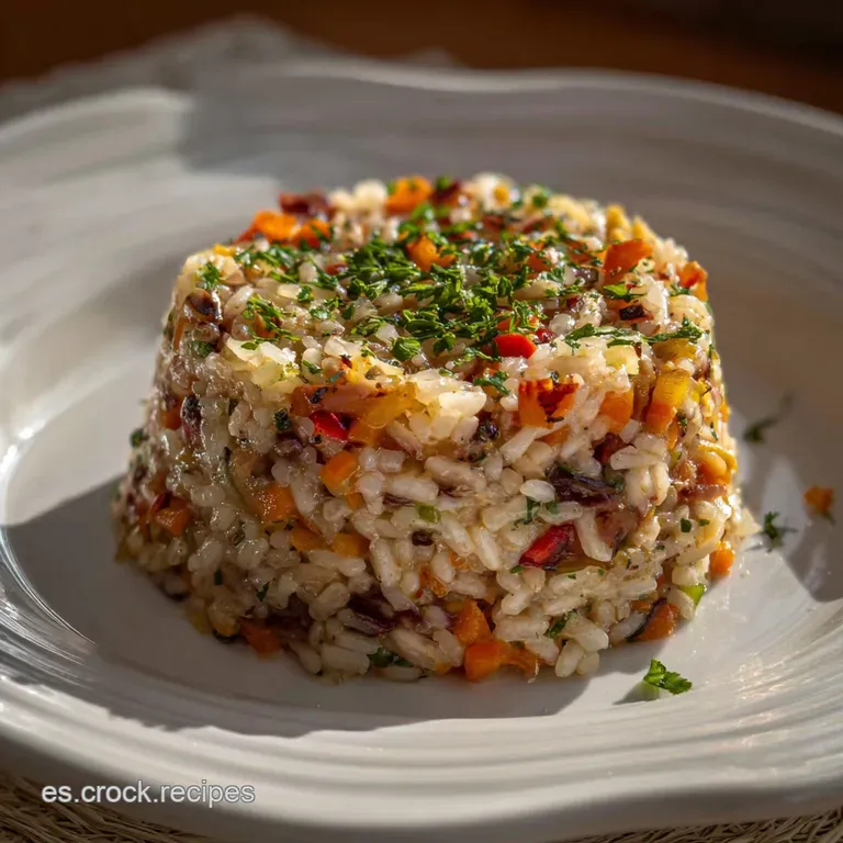 Steaming Arroz a Banda served in a terracotta bowl; saffron infused rice glistens, showcasing plump prawns and tender fish...