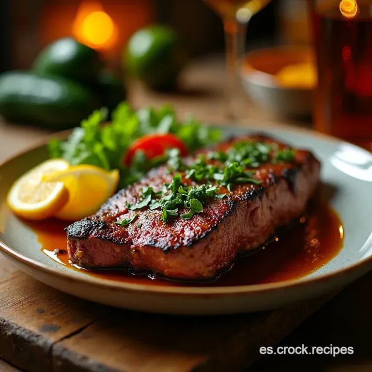 Asado Campestre Entra&ntilde;a Con Chimichurri Y Verduras presentation