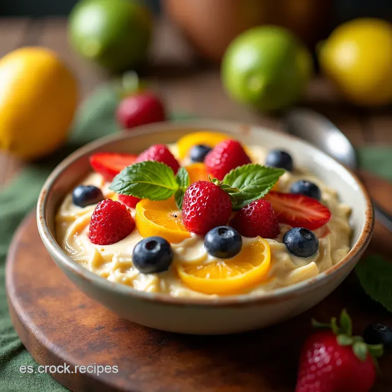 Bandeja De Frutas Antioxidantes Con Crema De Yogur Y Lima presentation
