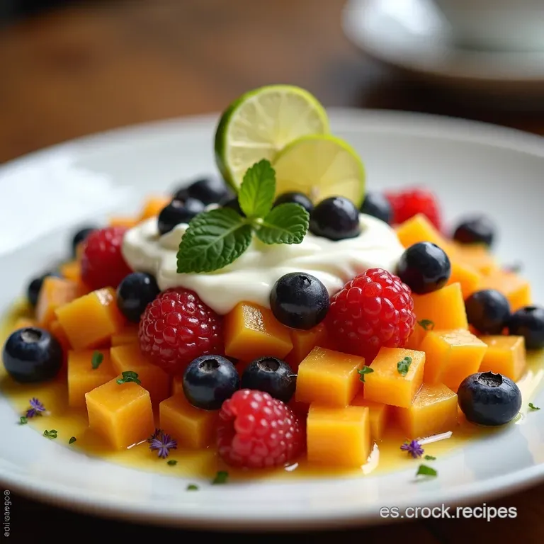 Bandeja de Frutas Antioxidantes con Crema de Yogur y Lima