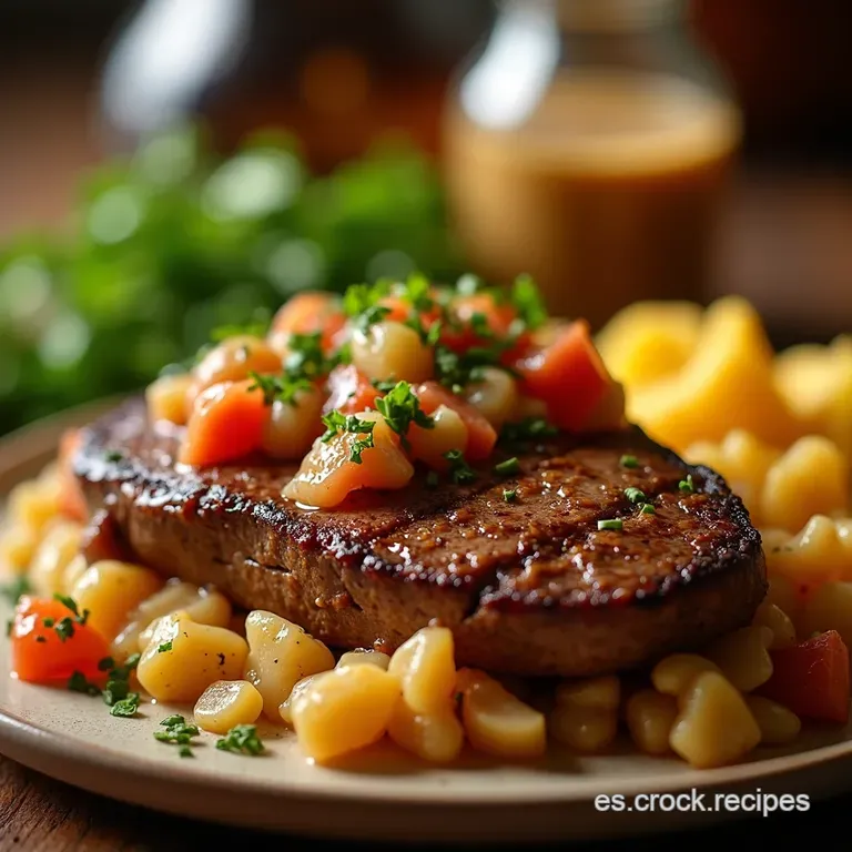 Bistec Jugoso Con Salsa Cremosa De Champi&ntilde;ones presentation