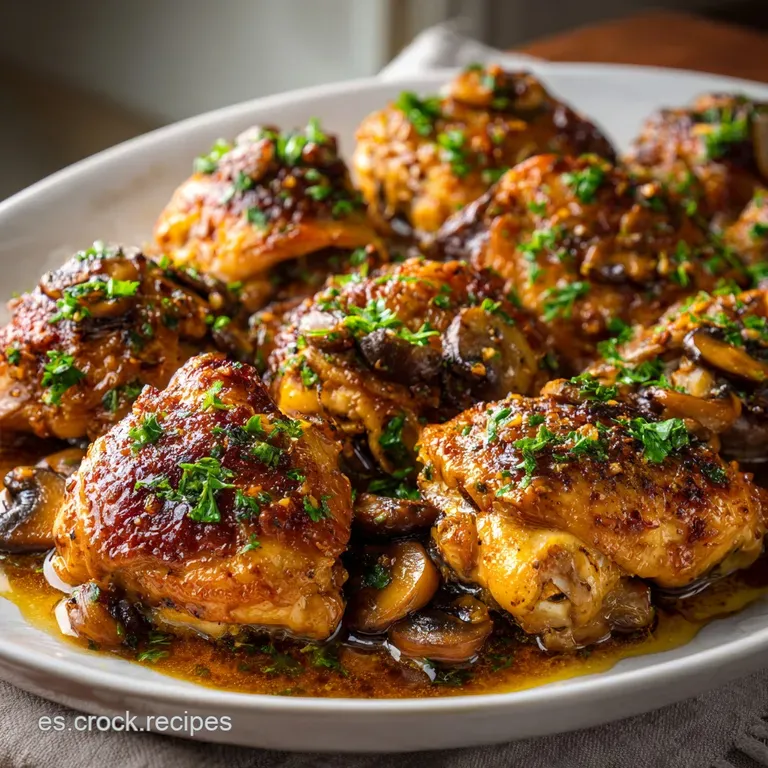 A beautifully plated portion of juicy roast chicken with crisp skin and golden roasted potatoes, garnished with fresh herbs.