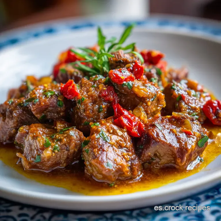A single, generous portion of hearty lamb stew with potatoes, carrots, garnished with cilantro in a white bowl.