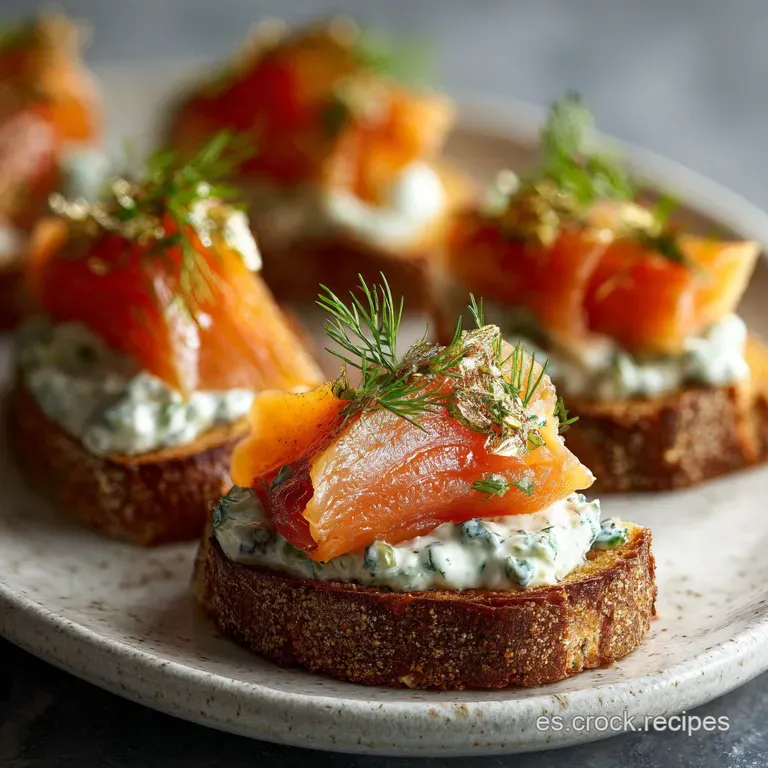 Elegant plate featuring a swirl of creamy salmon mousse topped with a vibrant green herb, set against a pristine white bac...