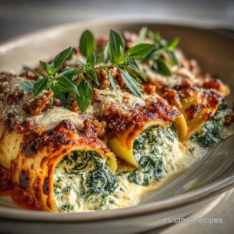 Two cannelloni nestled in vibrant tomato sauce, sprinkled with fresh herbs. A warm, inviting plate of Italian comfort food.