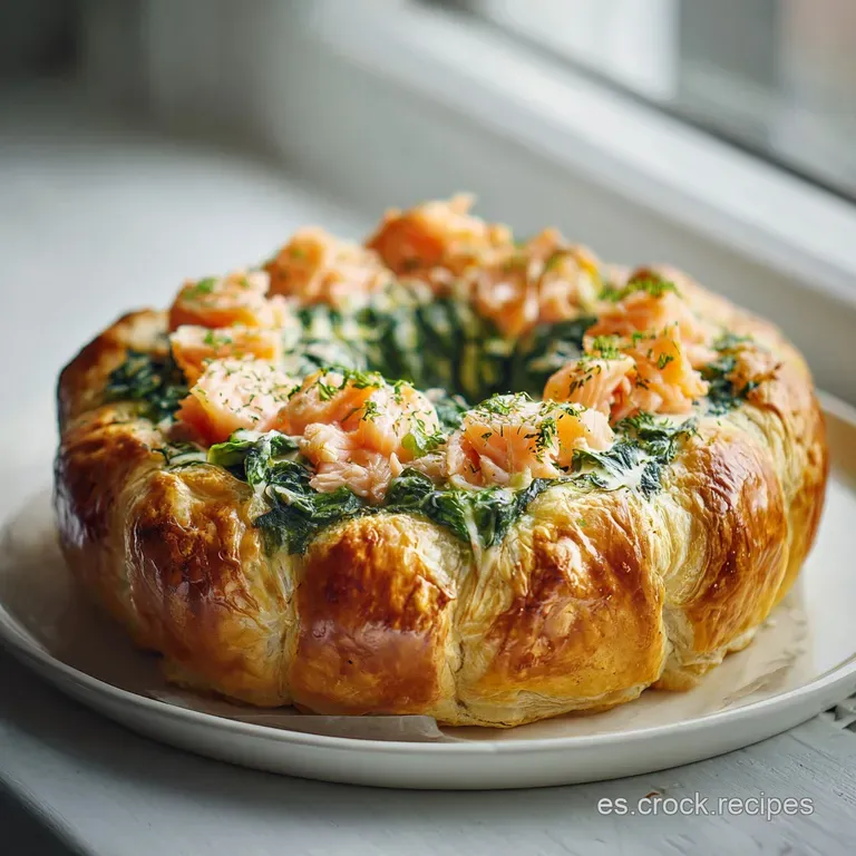 Corona de Hojaldre con Salm&oacute;n y Espinacas