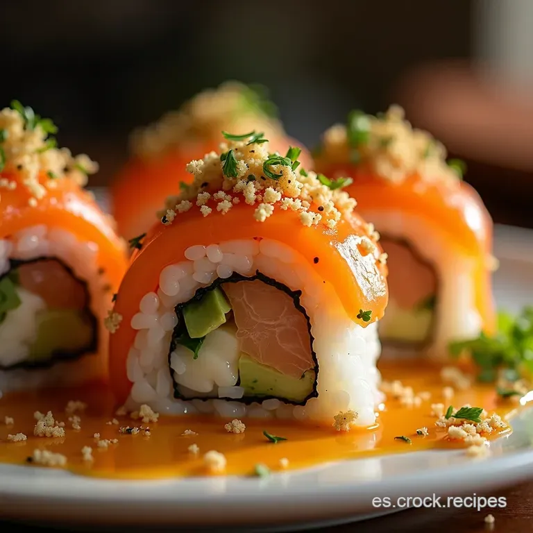 El Tesoro Del Pac&iacute;fico Roll De Alaska Cremoso Y Crujiente Uramaki presentation