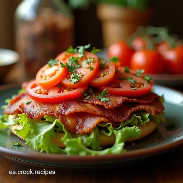 La Explosi&oacute;n Blt Ensalada Crujiente De Bacon Ahumado Y Aderezo Cremoso De Tomate Asado presentation