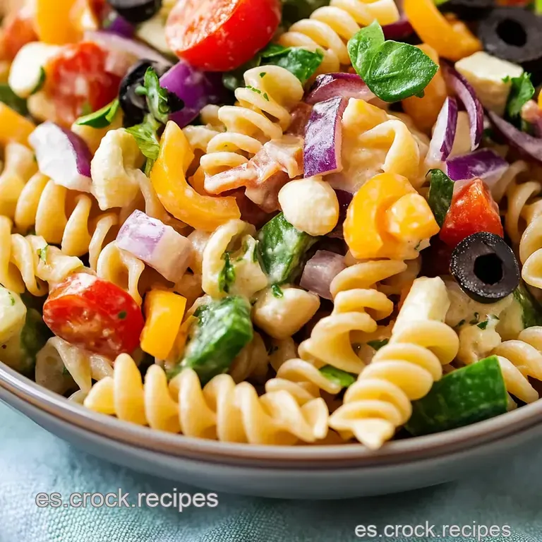 Ensalada De Pasta a La Mediterr&aacute;nea presentation