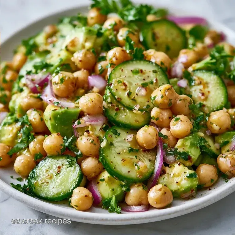 Ensalada De Pepino Aguacate Y Garbanzos en 15 Minutos