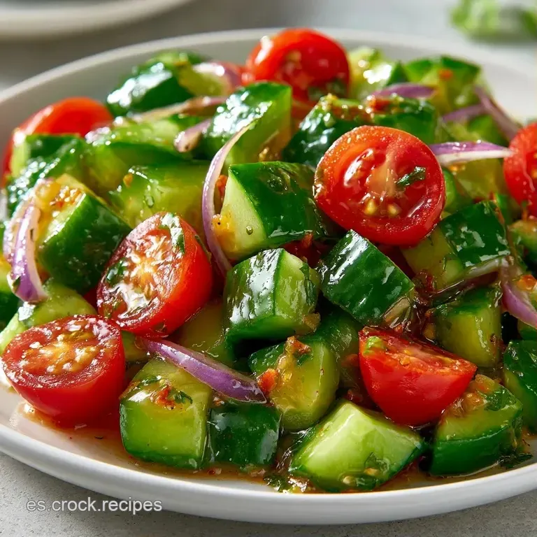 Ensalada fresca dispuesta en plato cer&aacute;mico, resaltando el contraste del rojo intenso, verde vivo y p&uacute;rpura brillante.
