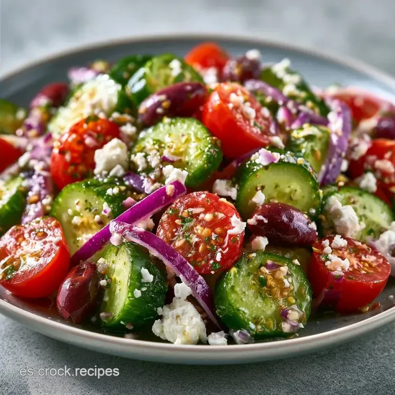 Ensalada Griega de Pepino Tradicional con Feta