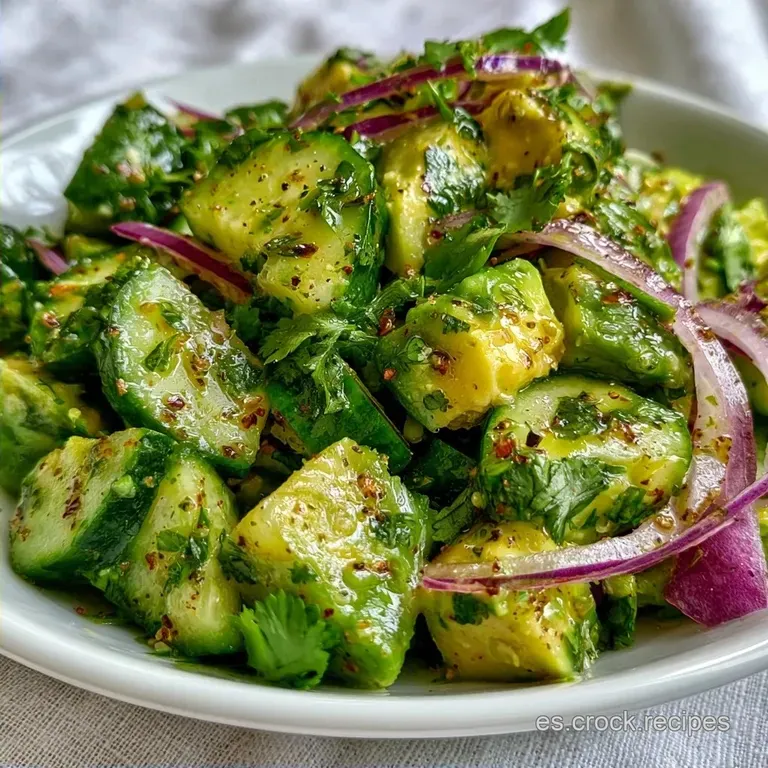 Ensalada Saludable de Pepino y Aguacate con Cilantro