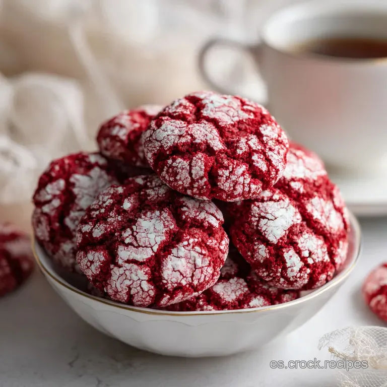 A stack of red velvet and chocolate cracked cookies with a rich, dark glaze.