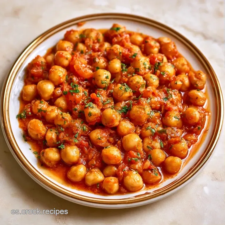 Garbanzos brillantes en cuenco cerámico blanco, resaltando el contraste del rojo vibrante con un hilo de aceite dorado.