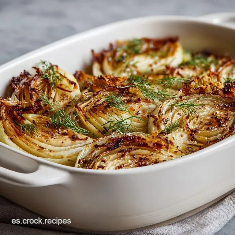 Elegant plate of caramelized fennel wedges, glistening with lemon juice, garnished with fresh herbs, inviting you to taste.