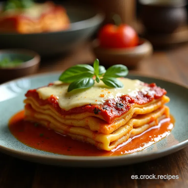 Lasa&ntilde;a Decadente De Ternera Al Ajo Asado Y Triple Queso Parmesano presentation