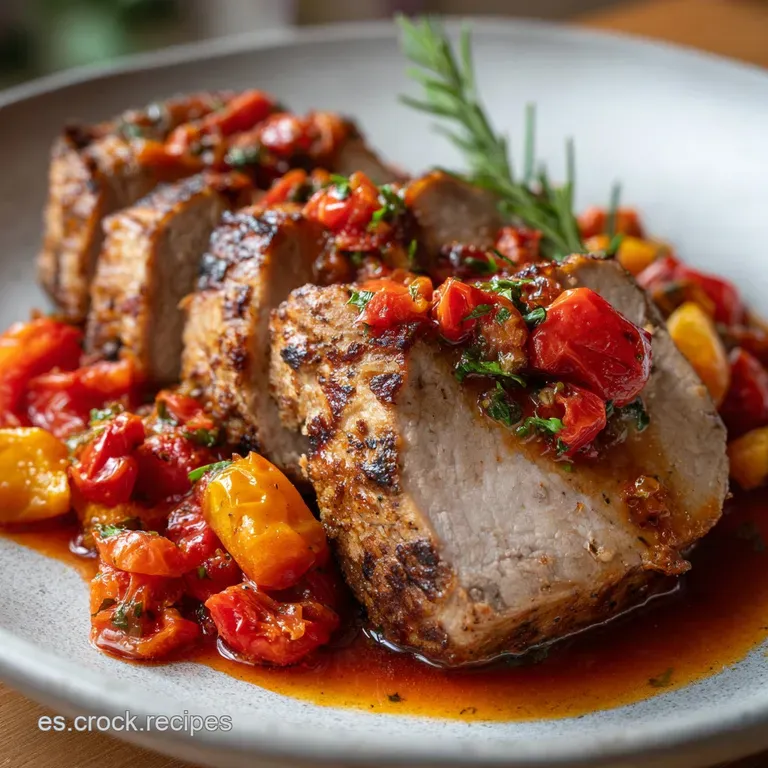 Glossy pork in tomato sauce plated beautifully with a side of fluffy white rice and sprig of parsley. A rustic, comforting...