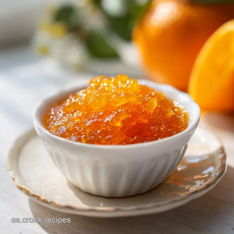 A spoonful of glistening homemade orange marmalade cascading from a silver spoon onto a slice of buttered toast, ready to ...