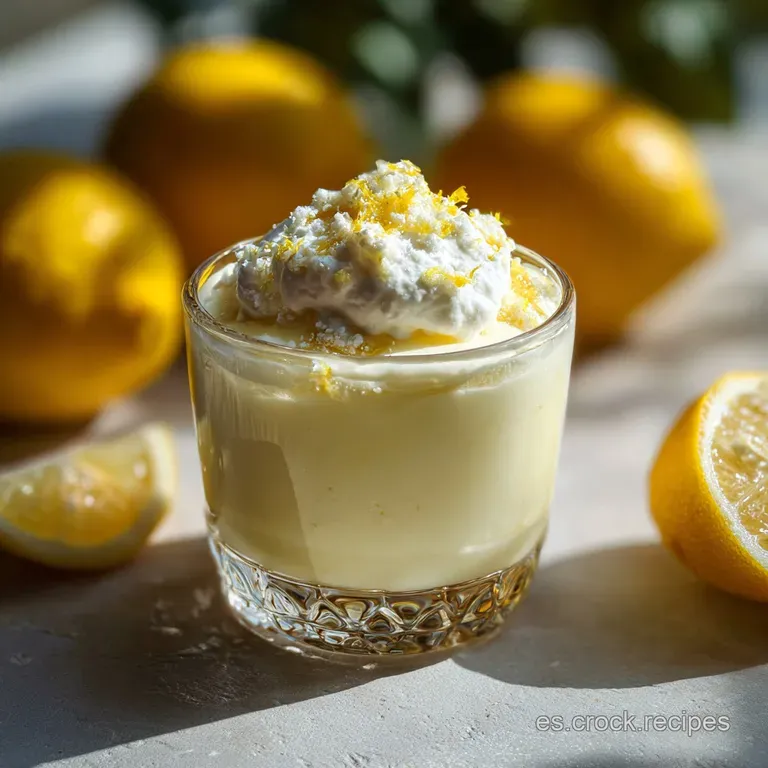 Elegant ramekin filled with lemon mousse, topped with a delicate curl of zest and fresh mint. A creamy, dreamy dessert.