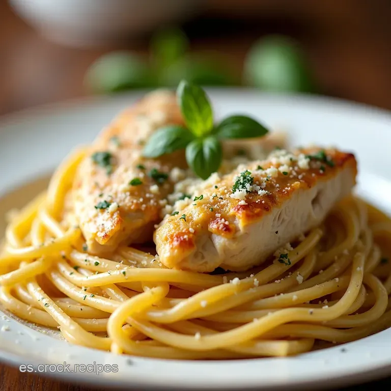 Pasta Cremosa de Pollo al Ajo y Parmesano