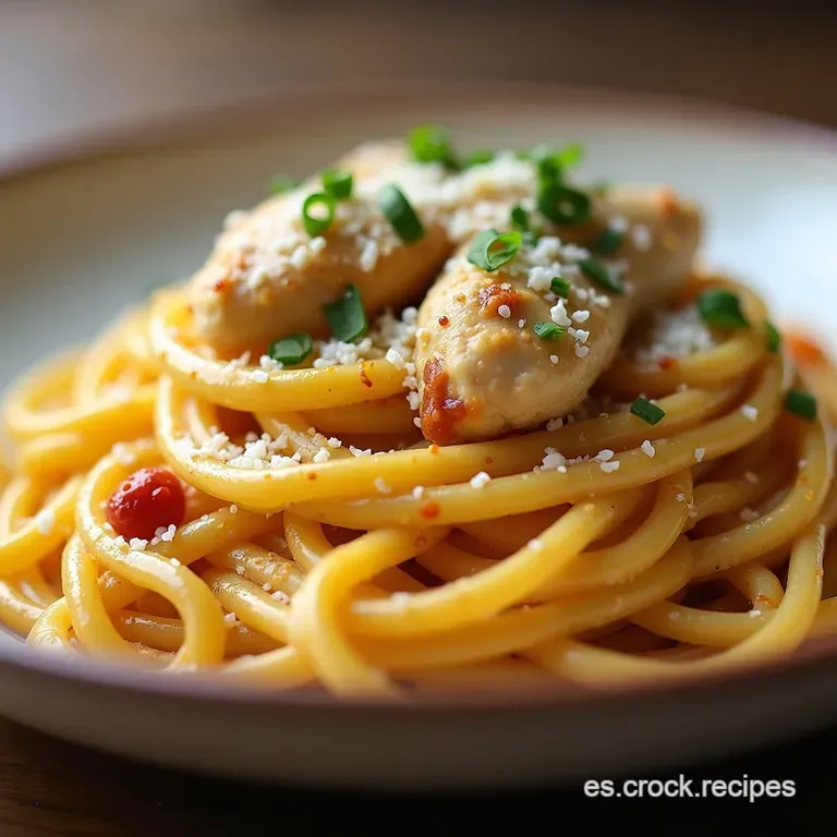 Nido de Sabor Pasta Cremosa con Pollo Champi&ntilde;ones y un Toque de Parmesano