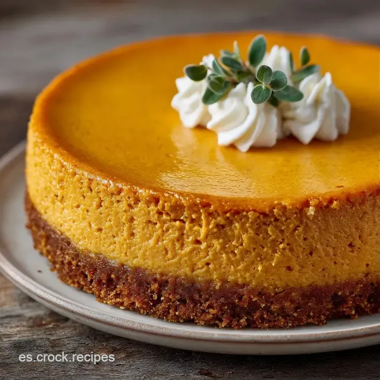 Porci&oacute;n triangular de bizcocho cremoso naranja en plato blanco, adornada con almendras crujientes y un toque de canela.