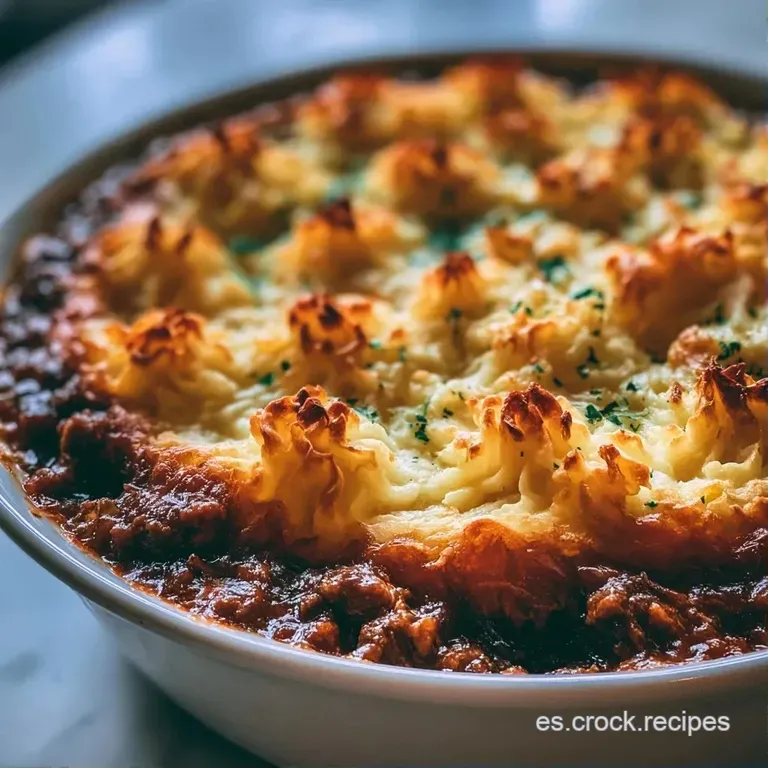 Porci&oacute;n cuadrada sobre plato blanco; se aprecian capas de carne brillante y pur&eacute; suave con bordes crujientes.