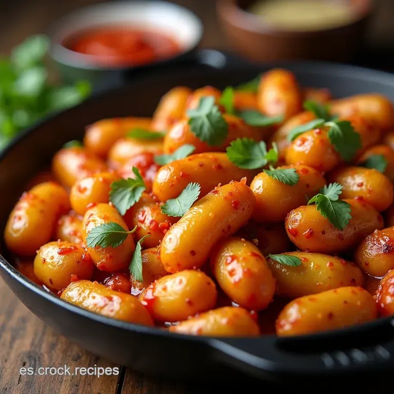 Patatas Bravas con Salchichas al Horno