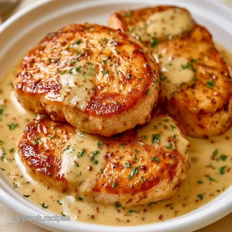 Filetes de pollo jugosos con glaseado dorado brillante, servidos con guarnición verde en un plato de cerámica moderno.