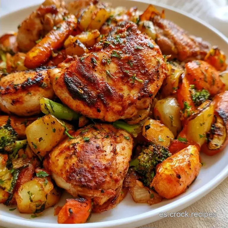 Pollo Al Horno Jugoso con Verduras Asadas