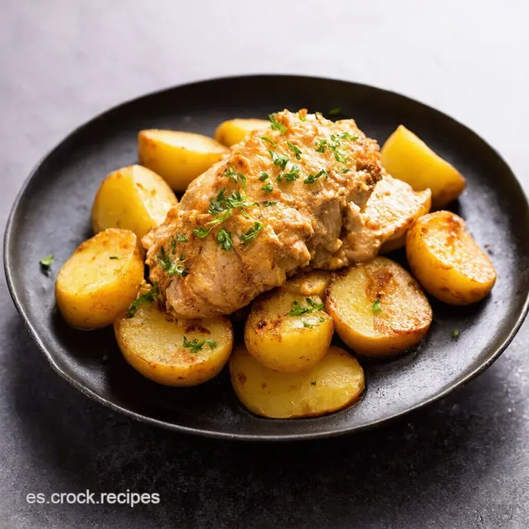 Pollo con Salsa de Champi&ntilde;ones Cremosa y Patatas Panaderas