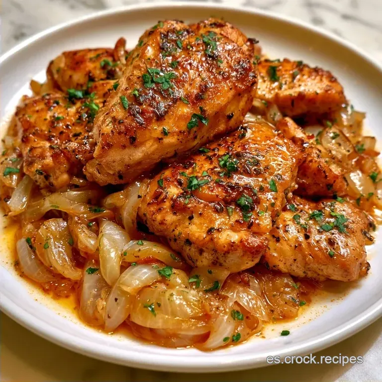 Pollo Encebollado Jugoso con Muslos