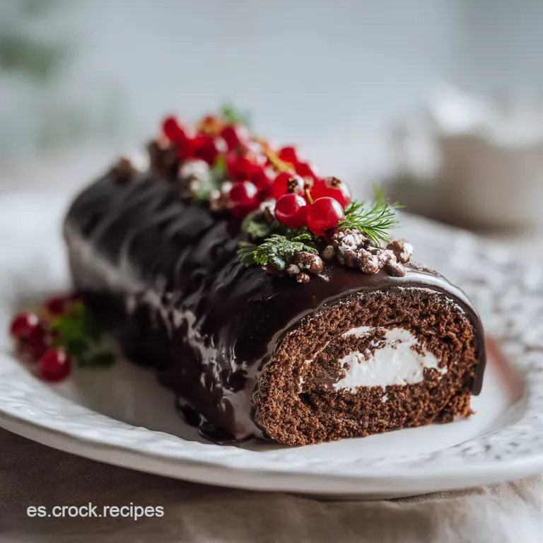 A slice of decadent chocolate dessert, glistening with a chocolate drizzle, on a white plate.