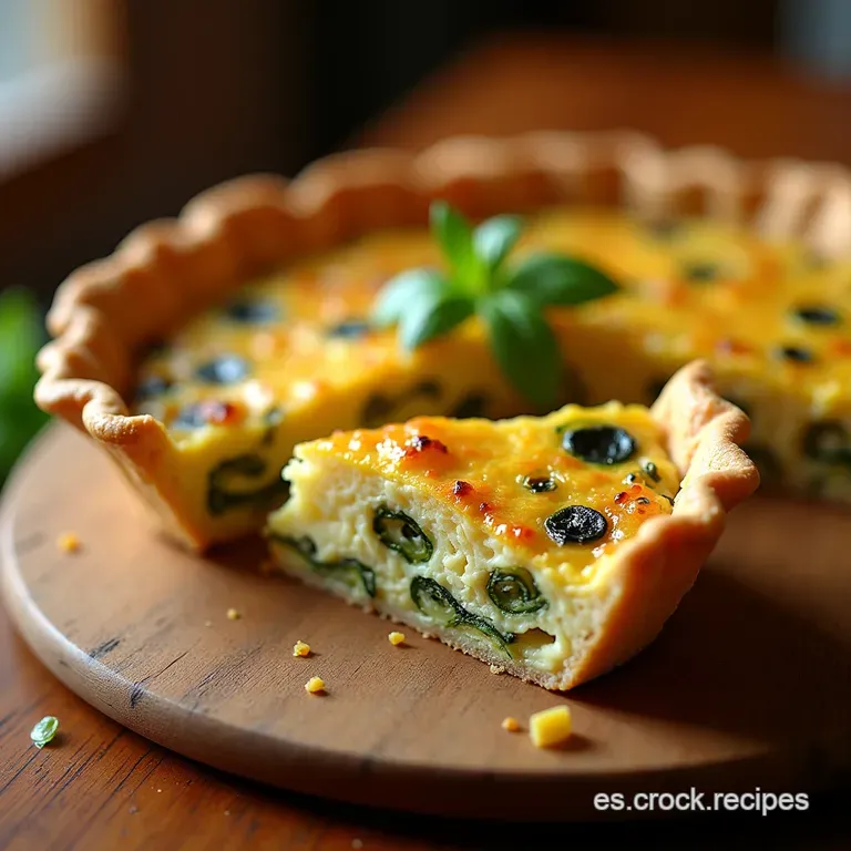 Quiche De Espinacas a La Francesa Masa Quebradiza Perfecta Y Relleno Cremoso presentation