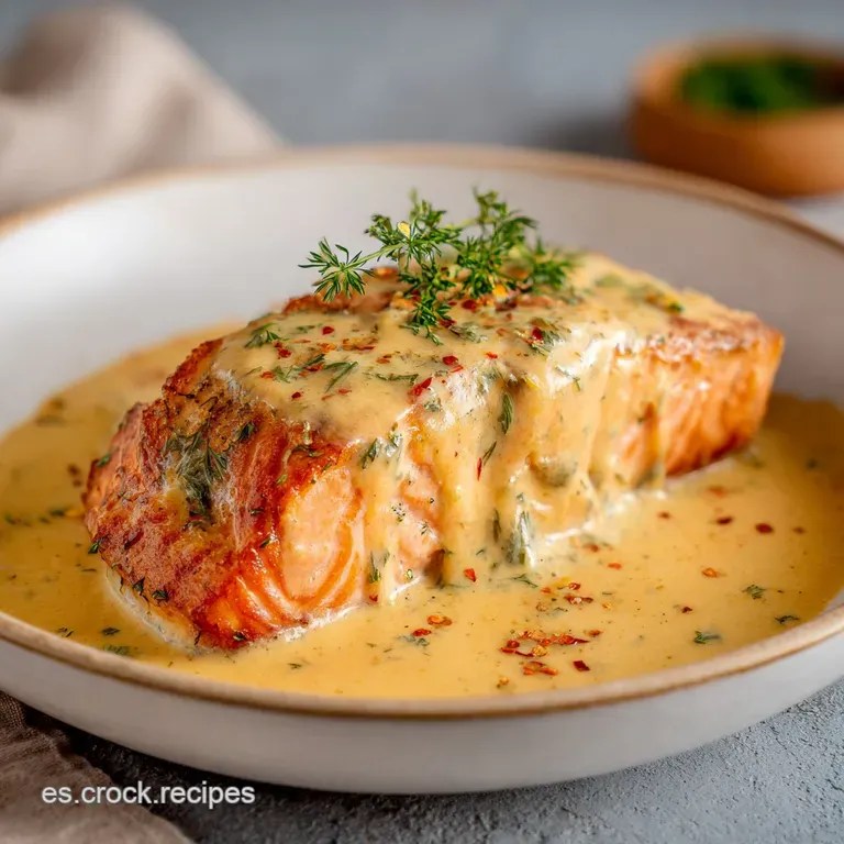 Receta de Salm&oacute;n en Salsa Cremosa: Piel Crujiente